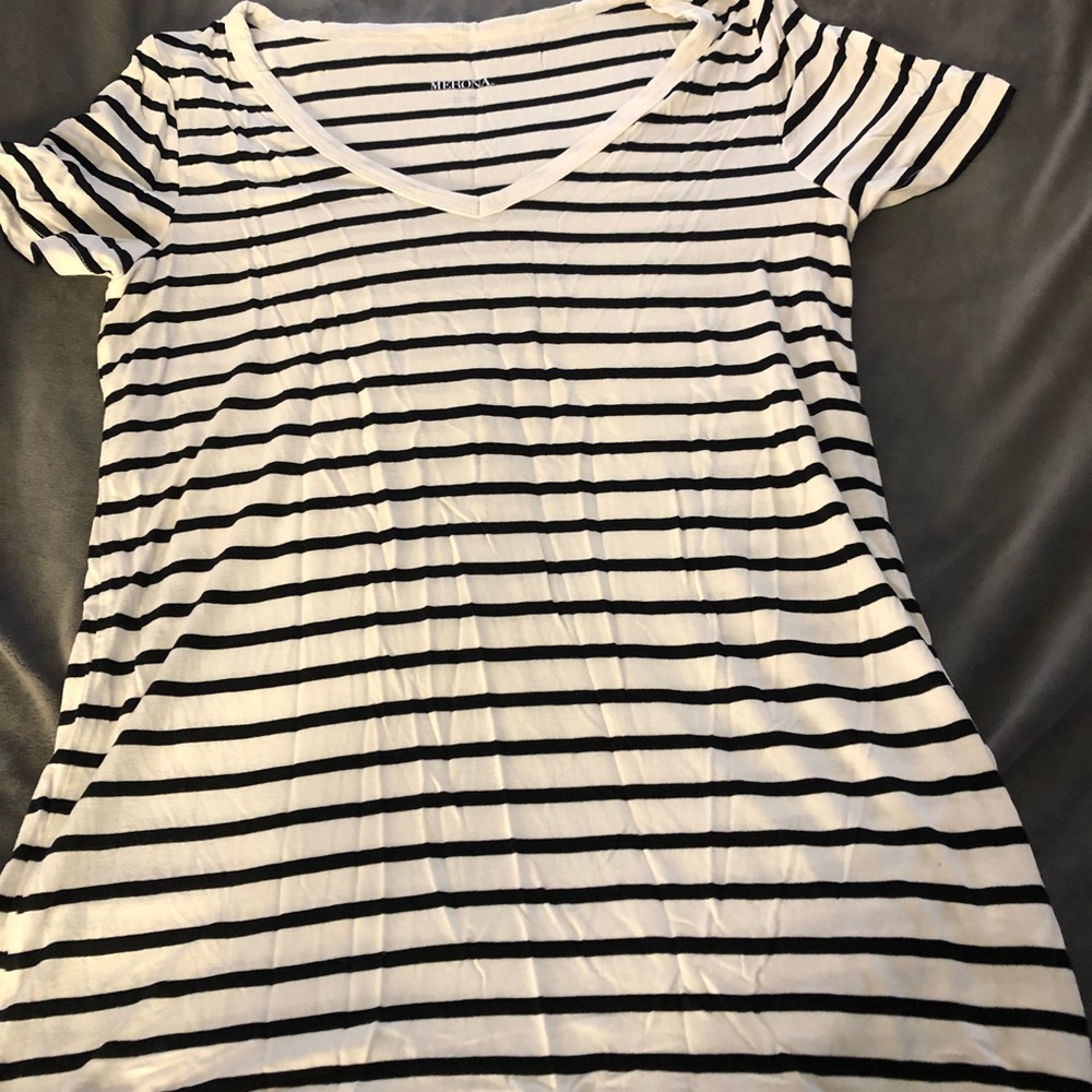 Black and white v neck